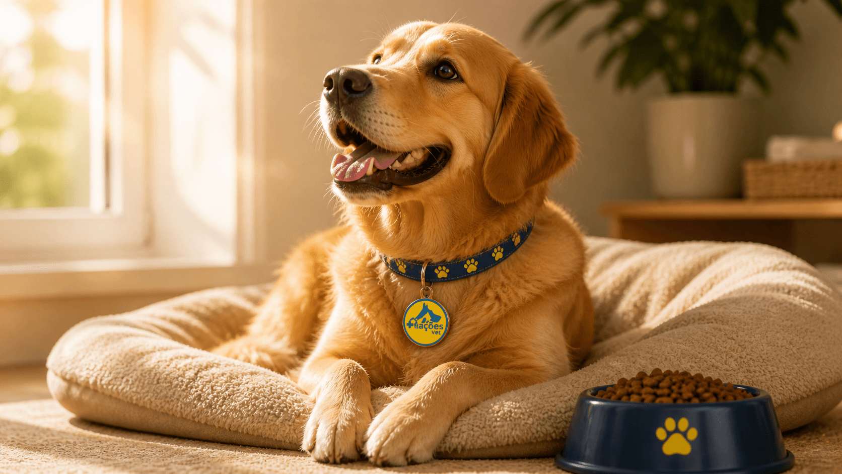 Cachorro em banner de saúde e bem-estar