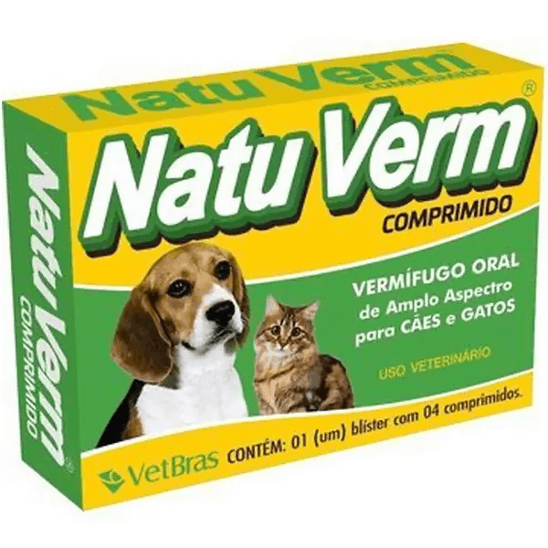 NATU VERMIFUGO C/4 COMPRIM VETBRAS PET(E)